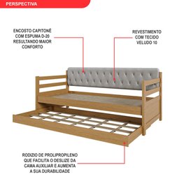 Sofá Cama Bicama Solteiro Madeira Maciça Lux - 5