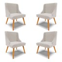 Ver imagem 1 de Kit 4 Cadeiras Decorativas Sala de Jantar Pés Palito de Madeira Firenze Veludo Cinza/Natural G19 - G