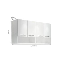 Módulo Aéreo 4 Portas 1,20m Armário Parede Cozinha Multiuso ClickForte Branco - 3