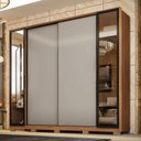 Ver imagem 3 de Guarda Roupa Casal Laredo Amêndola Touch Nude Prime Flex com Portas de Vidro Reflecta e Pés - Demart