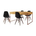Ver imagem 6 de Mesa Jantar Industrial Retangular Filadélfia Canela 137x90cm Base Cobre com 4 Cadeiras Pretas