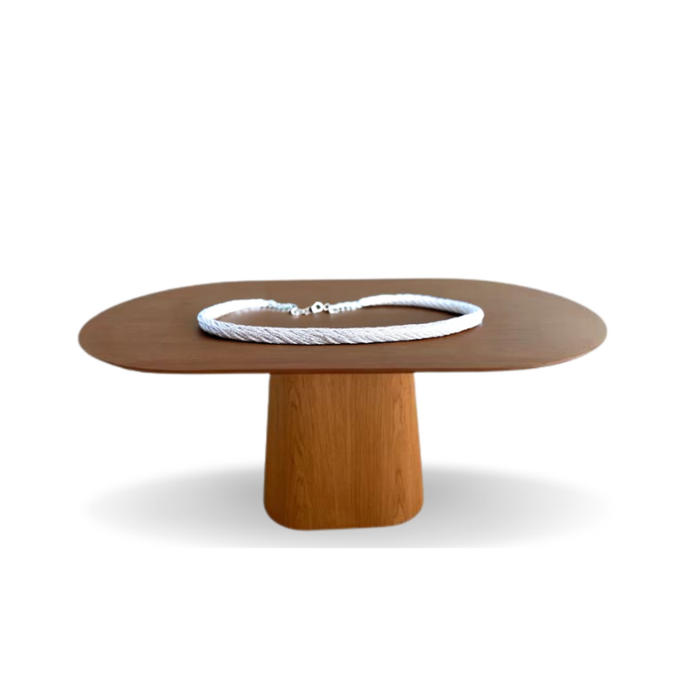 Mesa de Jantar Cone Retangular Arredondada 140x90cm Freijó