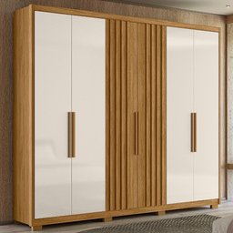 Guarda Roupa Araguaia 260cm 6 Portas Freijó Off White Moval - 1