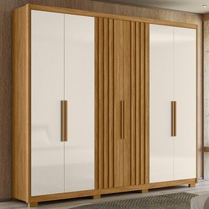 Guarda Roupa Araguaia 260cm 6 Portas Freijó Off White Moval