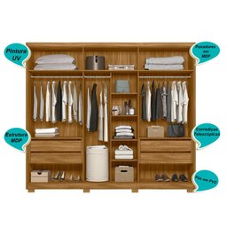 Guarda Roupa Araguaia 260cm 6 Portas Freijó Off White Moval - 7