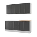 Ver imagem 2 de Cozinha Compacta Modulada 4 Peças 2 Aéreos 2 Balcões Soho CabeCasa MadeiraOriginals Cinza/Branco/Grafite