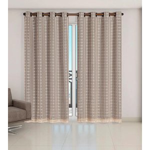 Cortina Voil Xadrez Sala, Quarto e Cozinha 4,00 X 2,80 Avelã
