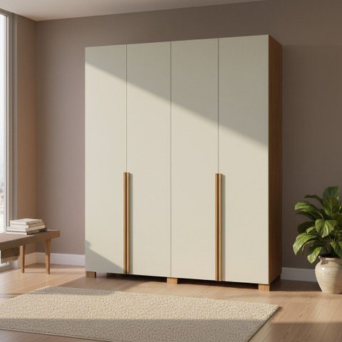 Guarda Roupa Casal 4 Portas 2 Gavetas 100% MDF 180cm Móvel na Caixa