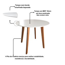Mesa Veneza Redonda Laqueado 80cm - 4