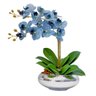 Arranjo E Vaso Espelhado Prata 2 Flores de Orquídeas Azul - 1
