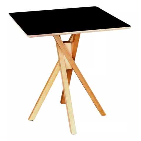 Mesa Quadrada em Madeira de 70cm June na Cor Preta