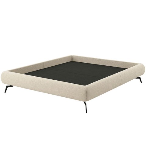 Cama Casal Base Box Pés Ferro 156cm Nami Linho Cru - Nexta Casa