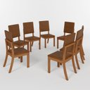 Ver imagem 6 de Kit 8 Cadeiras Estofadas para Mesa Jantar - Milla Plus Marrom/Nature/Caramelo