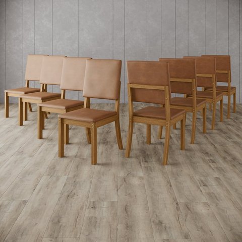 Kit 8 Cadeiras Estofadas para Mesa Jantar - Milla Plus