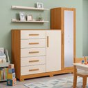 Ver imagem 6 de Cômoda Sapateira com Espelho Trieste A04 5 Gavetas MDF MDP Cinamomo Off White Lyam Decor
