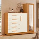 Ver imagem 4 de Cômoda Sapateira com Espelho Trieste A04 5 Gavetas MDF MDP Cinamomo Off White Lyam Decor