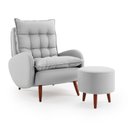 Ver imagem 3 de Poltrona Eloá Plus com Puff Linho para Sala de Estar