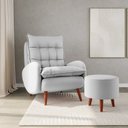 Ver imagem 2 de Poltrona Eloá Plus com Puff Linho para Sala de Estar