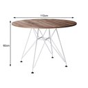 Ver imagem 2 de Mesa Eiffel Redonda 110Cm Tampo De Madeira Amendôa Com Base De Ferro Branco - Cor: Marrom