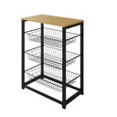 Ver imagem 2 de Fruteira para Cozinha com Suporte para Micro-Ondas 3 Cestos Ferro Preto Tampo Canela