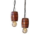 Ver imagem 6 de Kit Luminárias em Madeira Maciça – 1 Pendente Barril + 2 Pendentes Roda de Carroça - Mogno