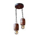 Ver imagem 7 de Kit Luminárias em Madeira Maciça – 1 Pendente Barril + 2 Pendentes Roda de Carroça - Mogno