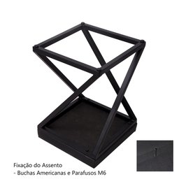 Banquinho Baixa Industrial Cozinha Bar Z sem Encosto Preto Metalon Preto. - 2