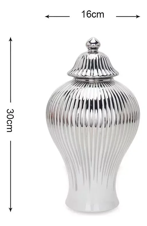 Ver imagem 5 de Vaso Prateado Decorativo Porcelana Chinesa Mesclado 30x16