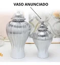 Ver imagem 2 de Vaso Prateado Decorativo Porcelana Chinesa Mesclado 30x16