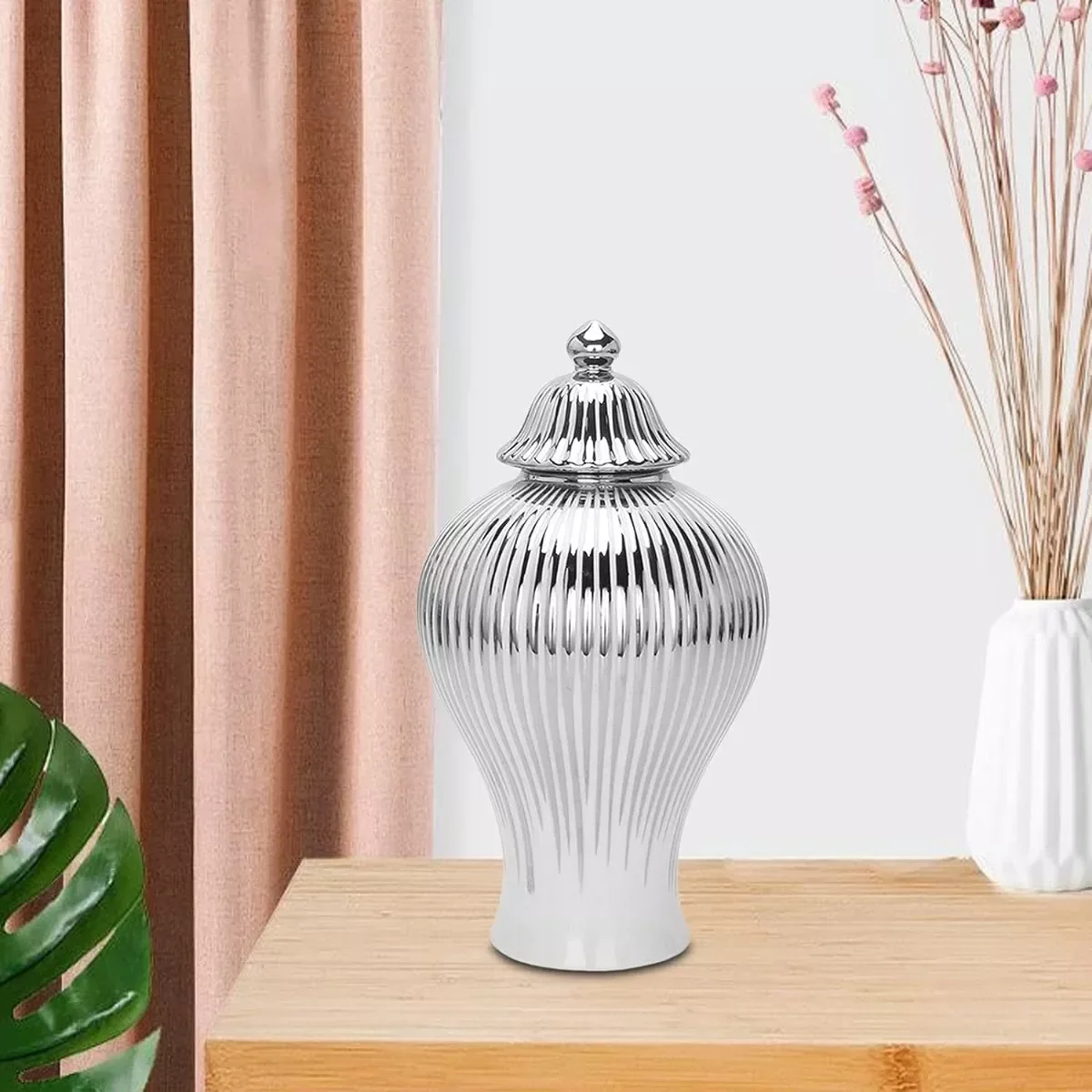 Ver imagem 3 de Vaso Prateado Decorativo Porcelana Chinesa Mesclado 30x16