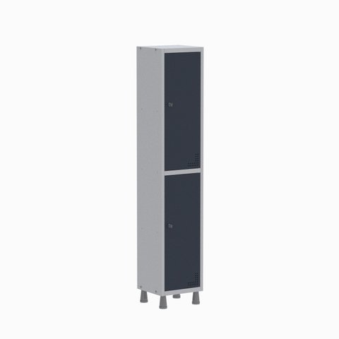 Armário Locker Guarda Volume Aço Light 2 Portas 34,5x179,5cm Cinza/Azul Delrei