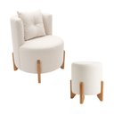 Ver imagem 7 de Kit Poltrona e Puff Luna Decorativa Curvo Orgânico Boucle Off White - Montanaris Decor