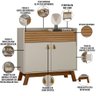 Aparador Buffet Para Sala De Estar 02 Portas e 01 Gaveta Lauren L05 Off White Amêndoa - Lyam Decor - 4