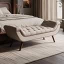 Ver imagem 1 de Puff Recamier Decorativo com Tachas 160 cm Santorini P05 Linho Cru - Lyam Decor