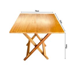 Mesa Dobrável 70x70cm em Madeira Maciça para Açaí e Bares Mel Bege - 2