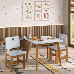 Conjunto Infantil Sofia Mesa + 2 Cadeiras Madeira de Pinus - 1