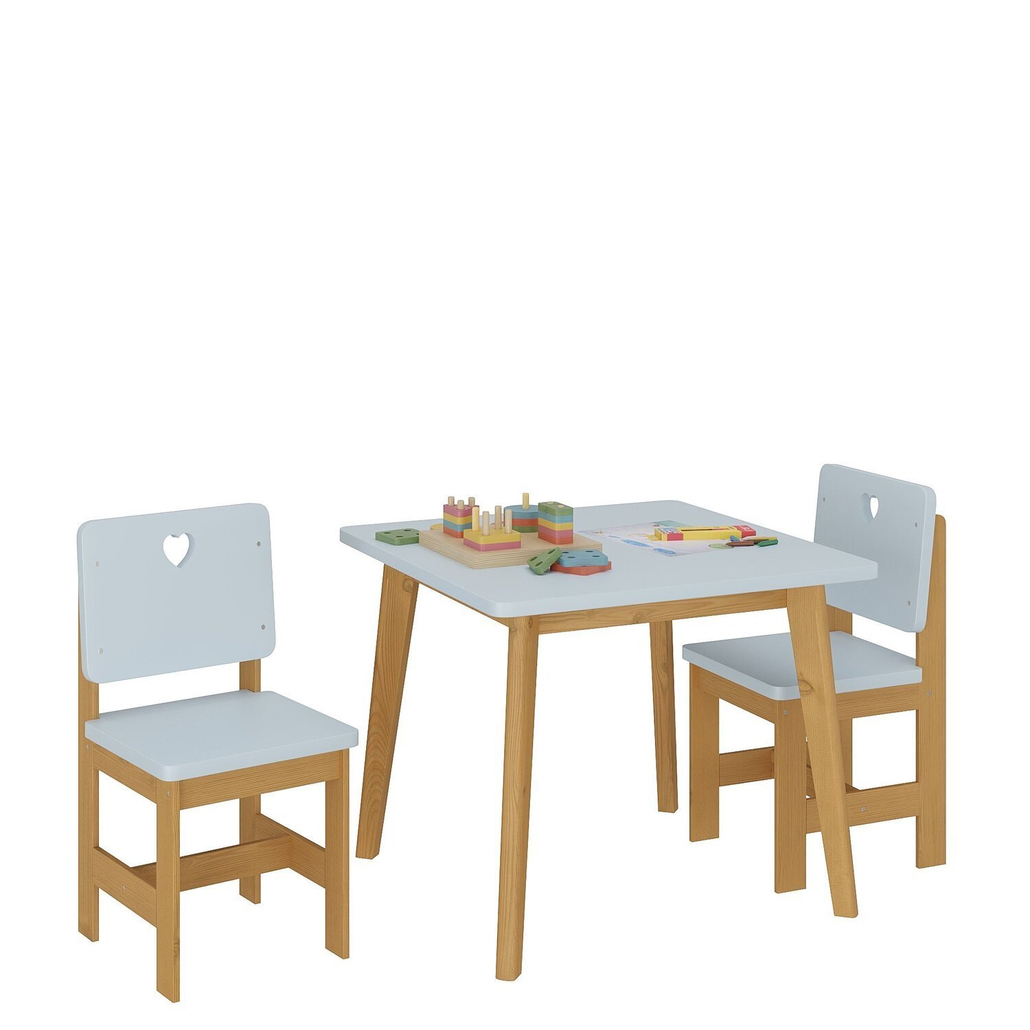 Conjunto Infantil Sofia Mesa + 2 Cadeiras Madeira de Pinus - 2
