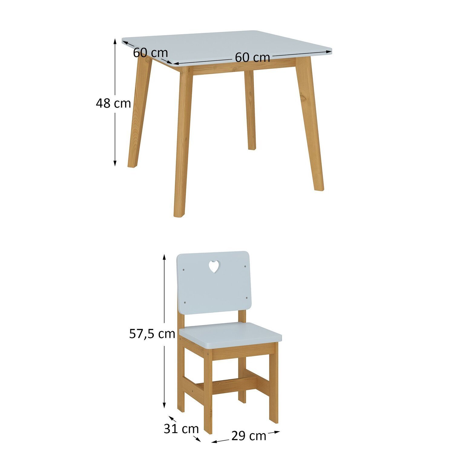 Conjunto Infantil Sofia Mesa + 2 Cadeiras Madeira de Pinus - 3