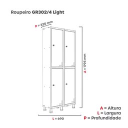 Roupeiro Aco Light 2v 04 Portas Gr302/4 - 4