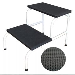 Kit 3 Escada Clínica de 2 Degraus Esmaltada Branca Tubo Com Piso em MDF Com Antiderrapante Medcombo  - 3