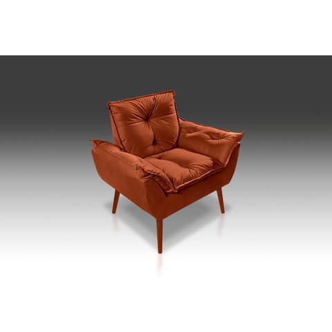 Poltrona Opala Decorativa Suede Terracota- RV Decora