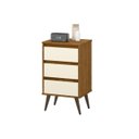Ver imagem 2 de Mesa de Cabeceira Wood com 3 Gavetas e Pés Estilo Retrô - EJ Móveis:Freijó/Off White