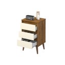 Ver imagem 3 de Mesa de Cabeceira Wood com 3 Gavetas e Pés Estilo Retrô - EJ Móveis:Freijó/Off White