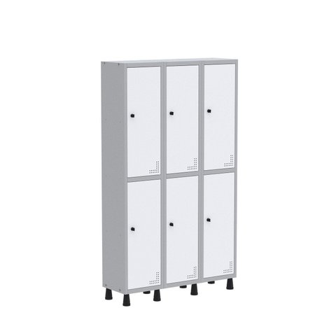 Armário Locker Guarda Volume Aço Light 6 Portas 103,5x179,5cm Cinza