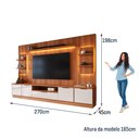 Ver imagem 3 de Estante Home para TV até 75” Noble 270cm com 2 Torres Nichos e LED para Sala Jequitiba/Off White