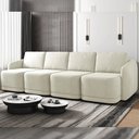 Ver imagem 1 de Sofá Cama Modulado Retrátil e Reclinável Decorativo Varsóvia 396cm Veludo Bege G33 - Gran Belo