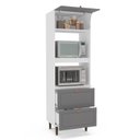 Ver imagem 3 de Torre Quente 1 Porta 2 Gavetas 2 Nichos para Forno Pérola Yescasa Cinza/Branco