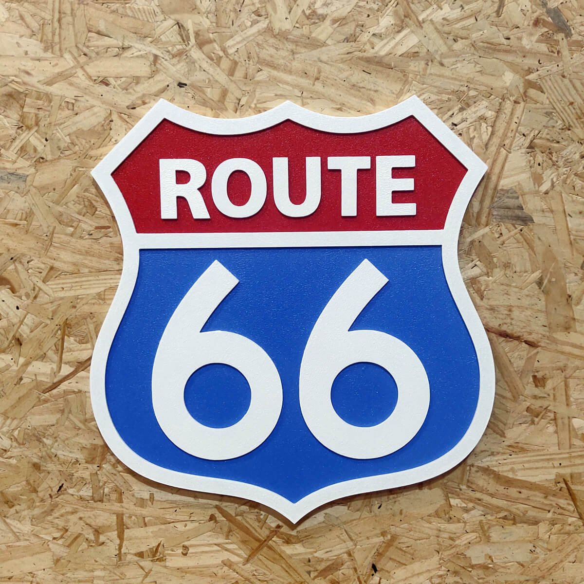 Placa Decorativa Route 66 Woodhead Fita dupla face