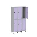 Ver imagem 3 de Armário Locker Guarda Volume Aço Light 6 Portas 103,5x179,5cm Cinza/Lilás