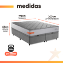Ver imagem 3 de Cama Box Baú Casal King Espuma Softgel Power 193x203x63cm